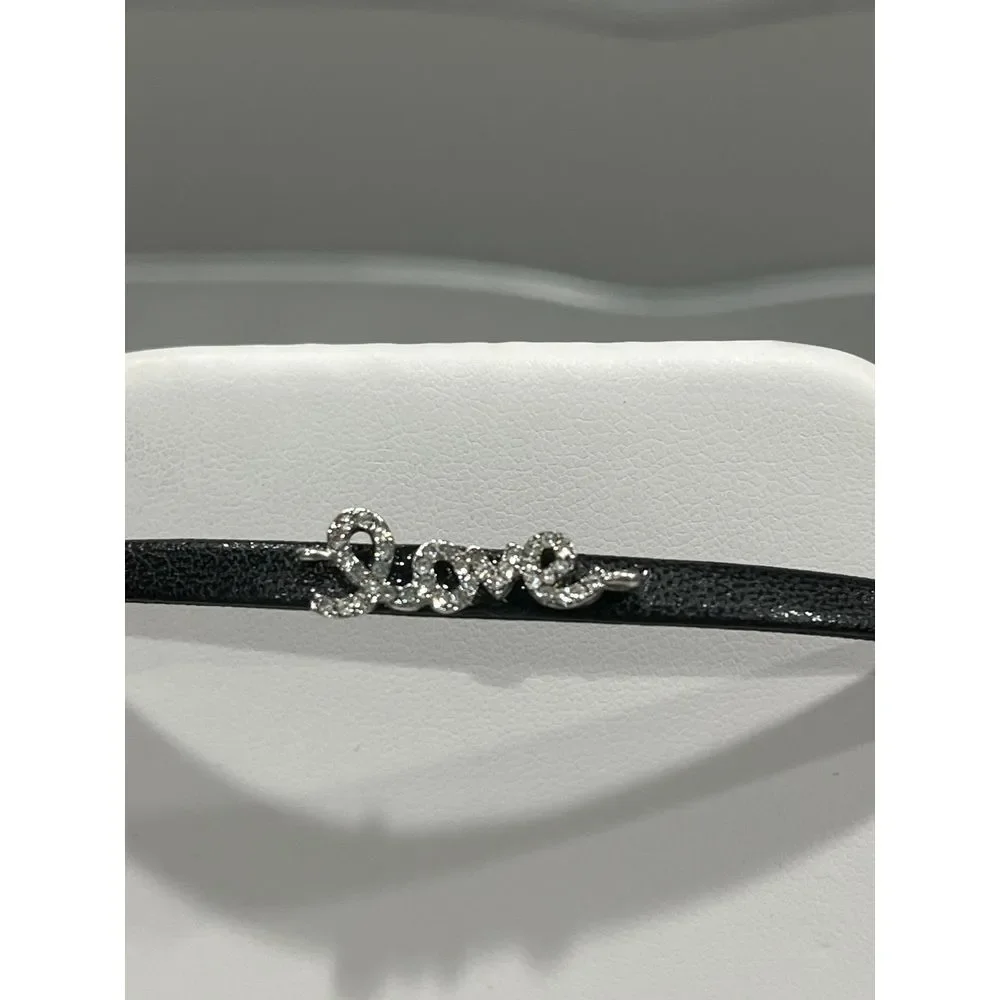 Love‎ rhinestone bling black choker